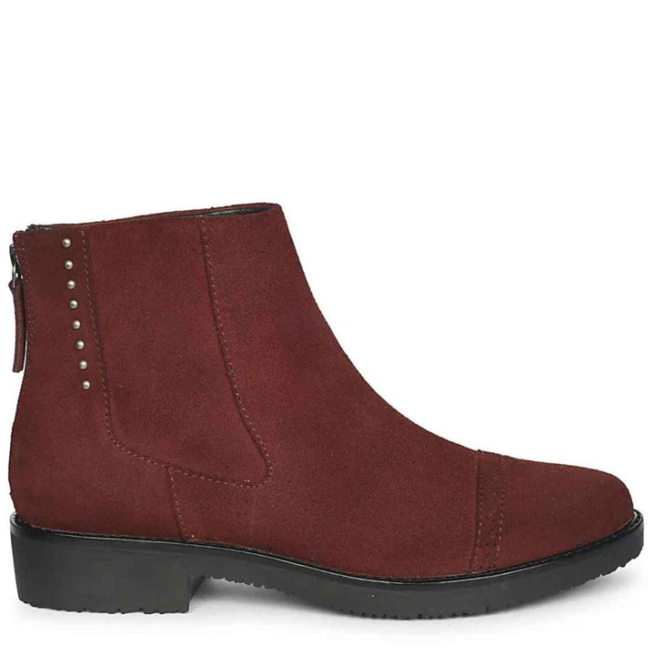 Giada Burgundy Suede Leather Ankle Boots