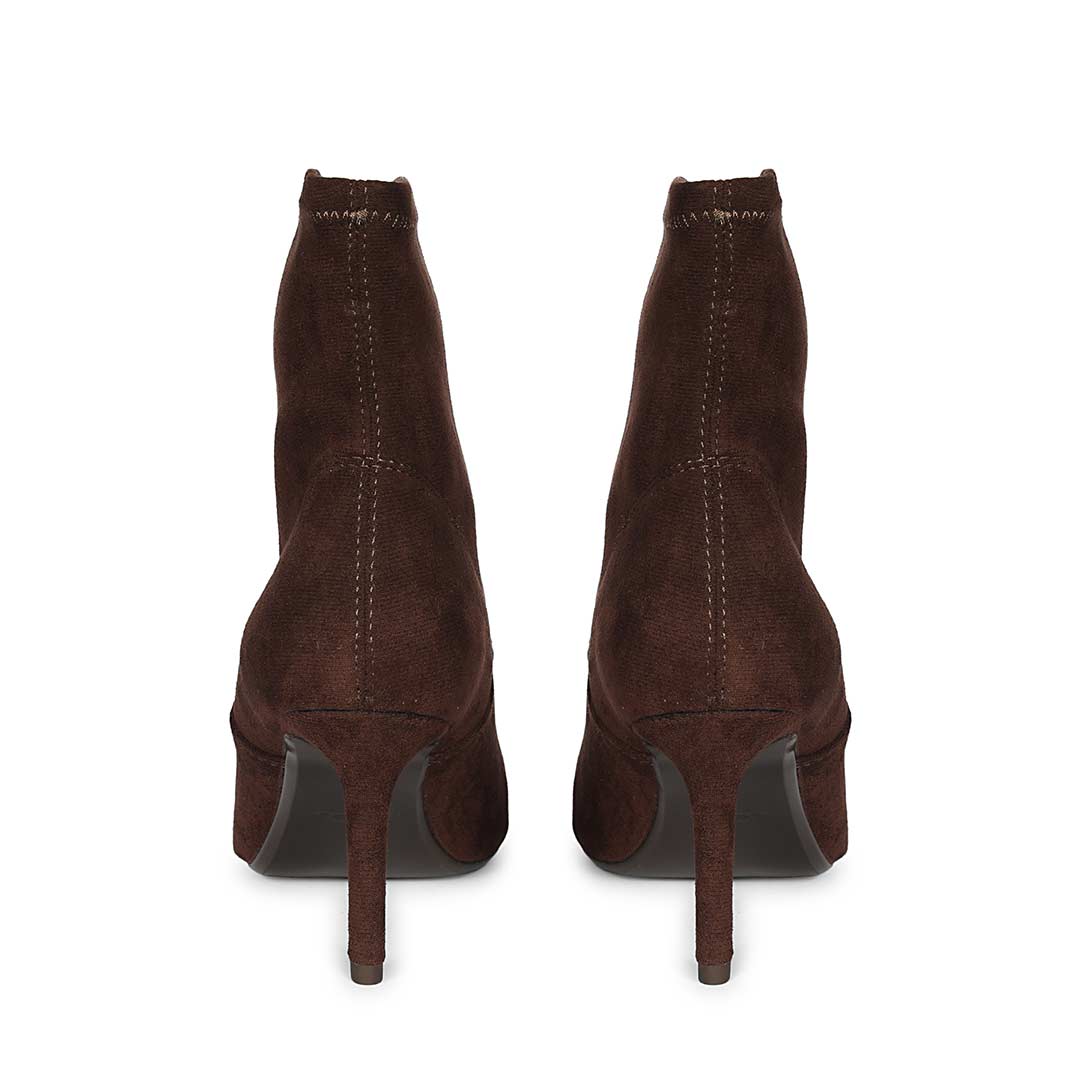 Saint Jemima Brown Stretch Suede Kitten Heel Ankle Boots