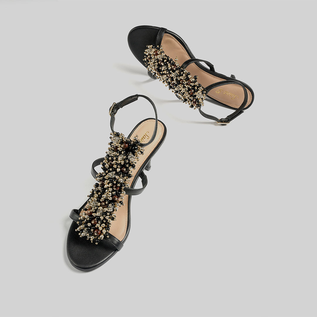 Saint Vesper Embellished Black Leather Stilettos