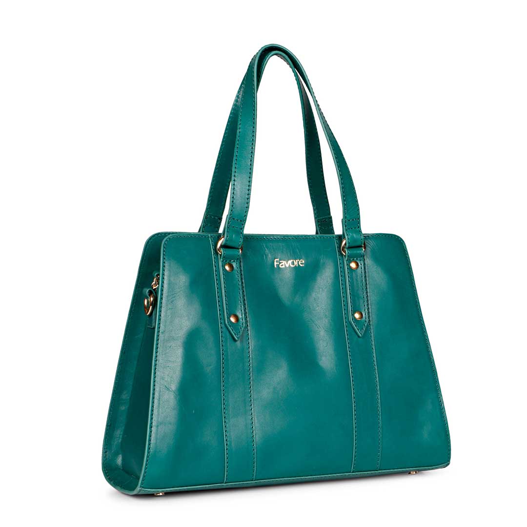 Favore Green Womens  Leather Structured Shoulder Bag