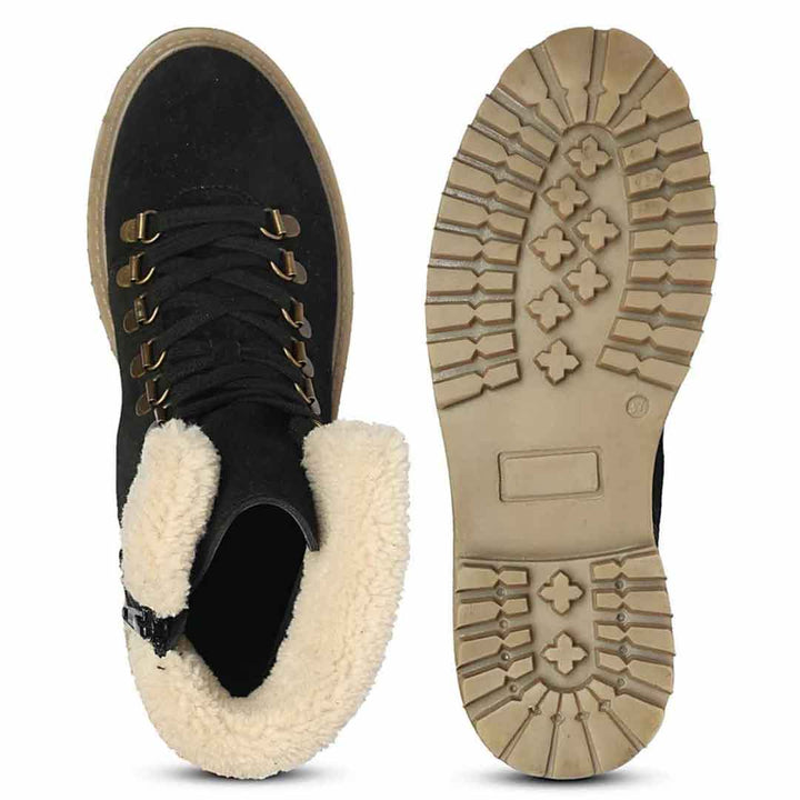 Isola Black Suede Leather Ankle Boots