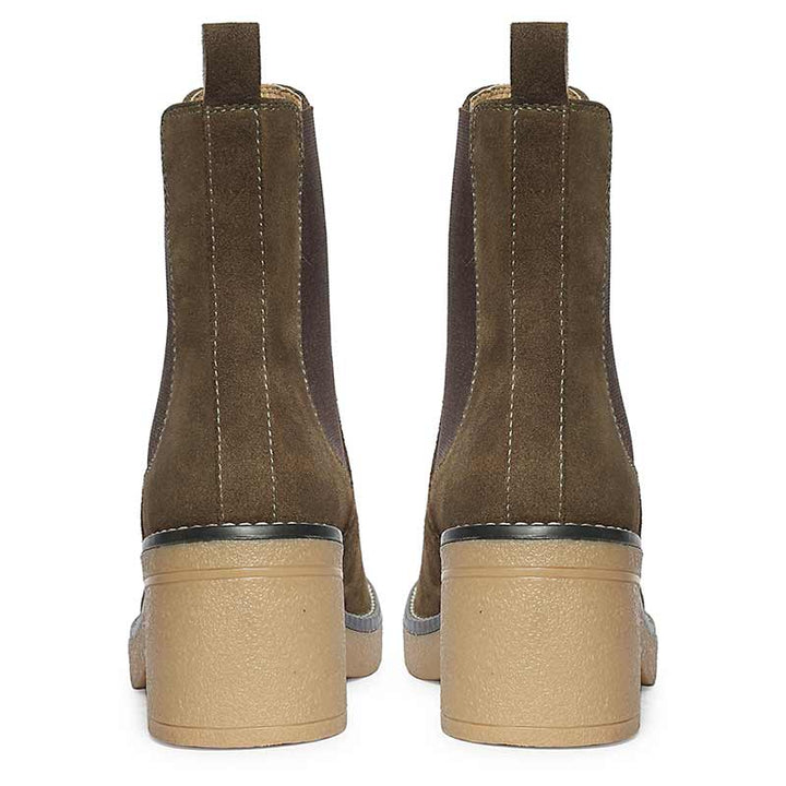 Saint Betsy Olive Suede Leather High Ankle Boots