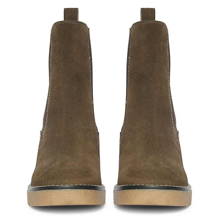 Saint Betsy Olive Suede Leather High Ankle Boots
