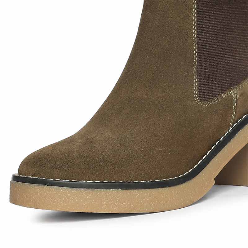 Saint Betsy Olive Suede Leather High Ankle Boots