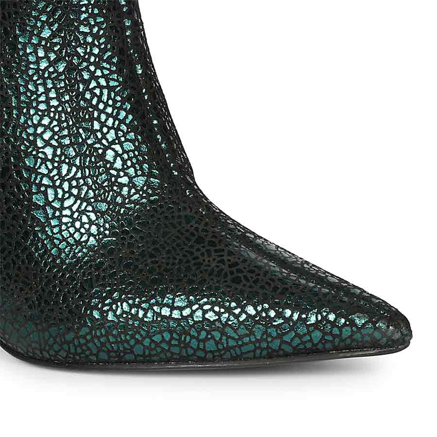 Saint Lorena Green Metallic Leather High Ankle Boots