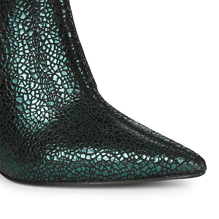 Saint Lorena Green Metallic Leather High Ankle Boots