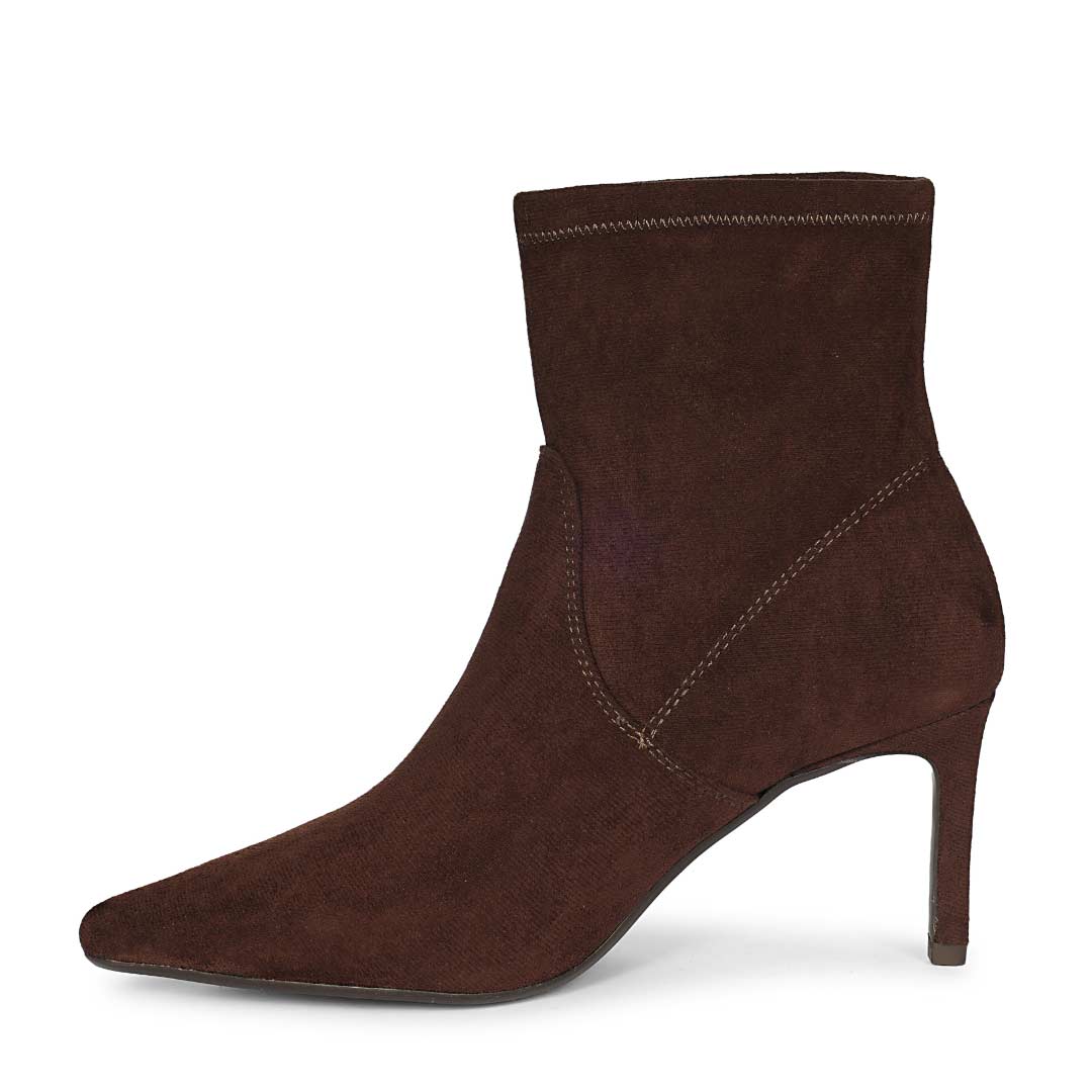 Saint Jemima Brown Stretch Suede Kitten Heel Ankle Boots