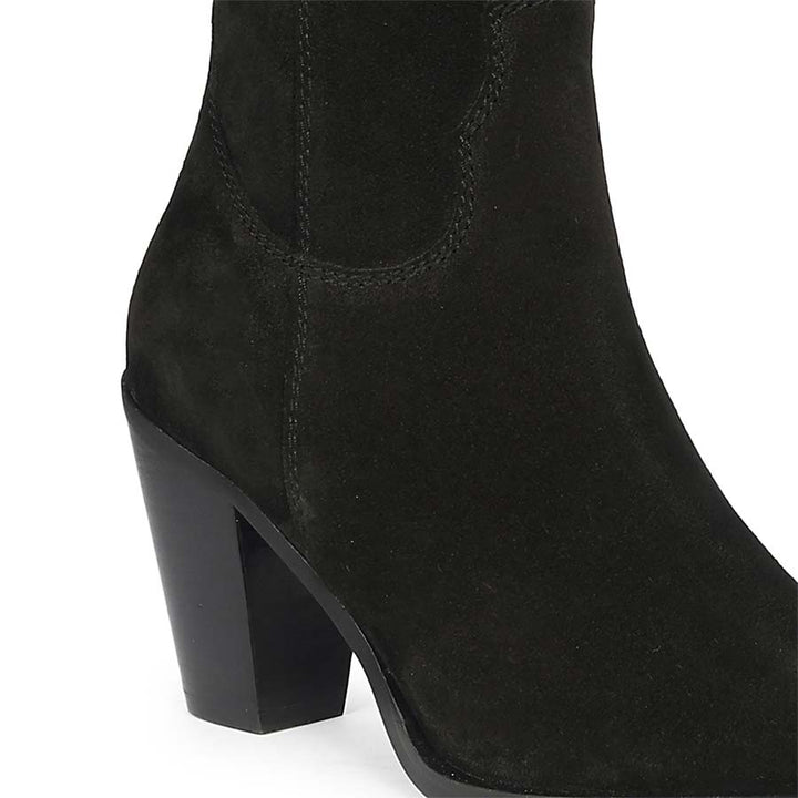 Saint Prune Black Suede High shaft Cowboy Boots