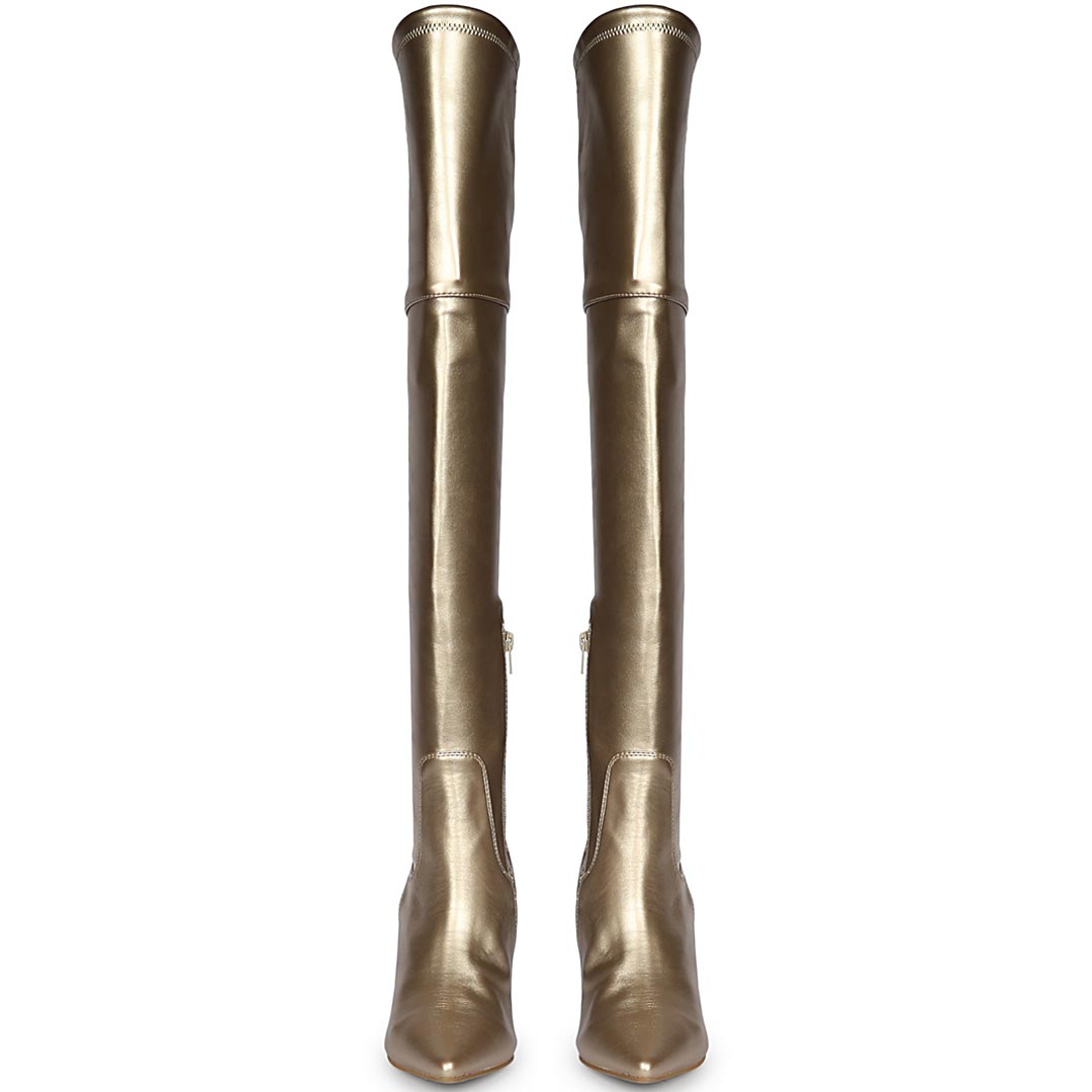 Saint Amara Gold Stretch Napa thigh high Boots