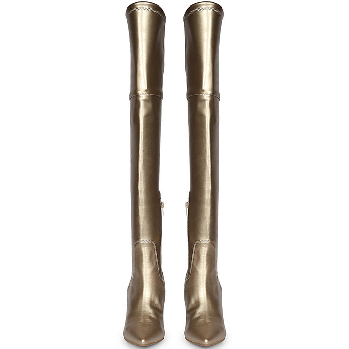 Saint Amara Gold Stretch Napa thigh high Boots