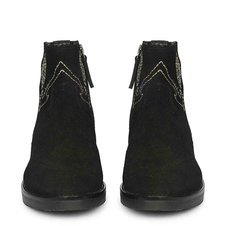 Alessa Black Suede Leather Ankle Boots