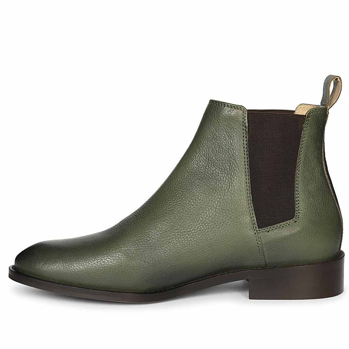 Saint Andrés Green Leather Chelsea Boots