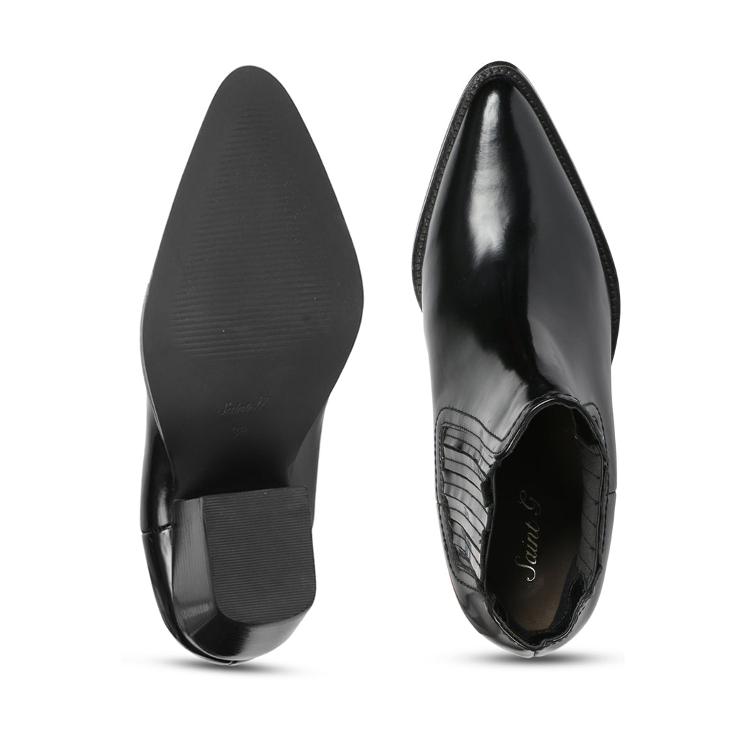 Saint Eleanor Black Patent Leather Chelsea Boots - SaintG India