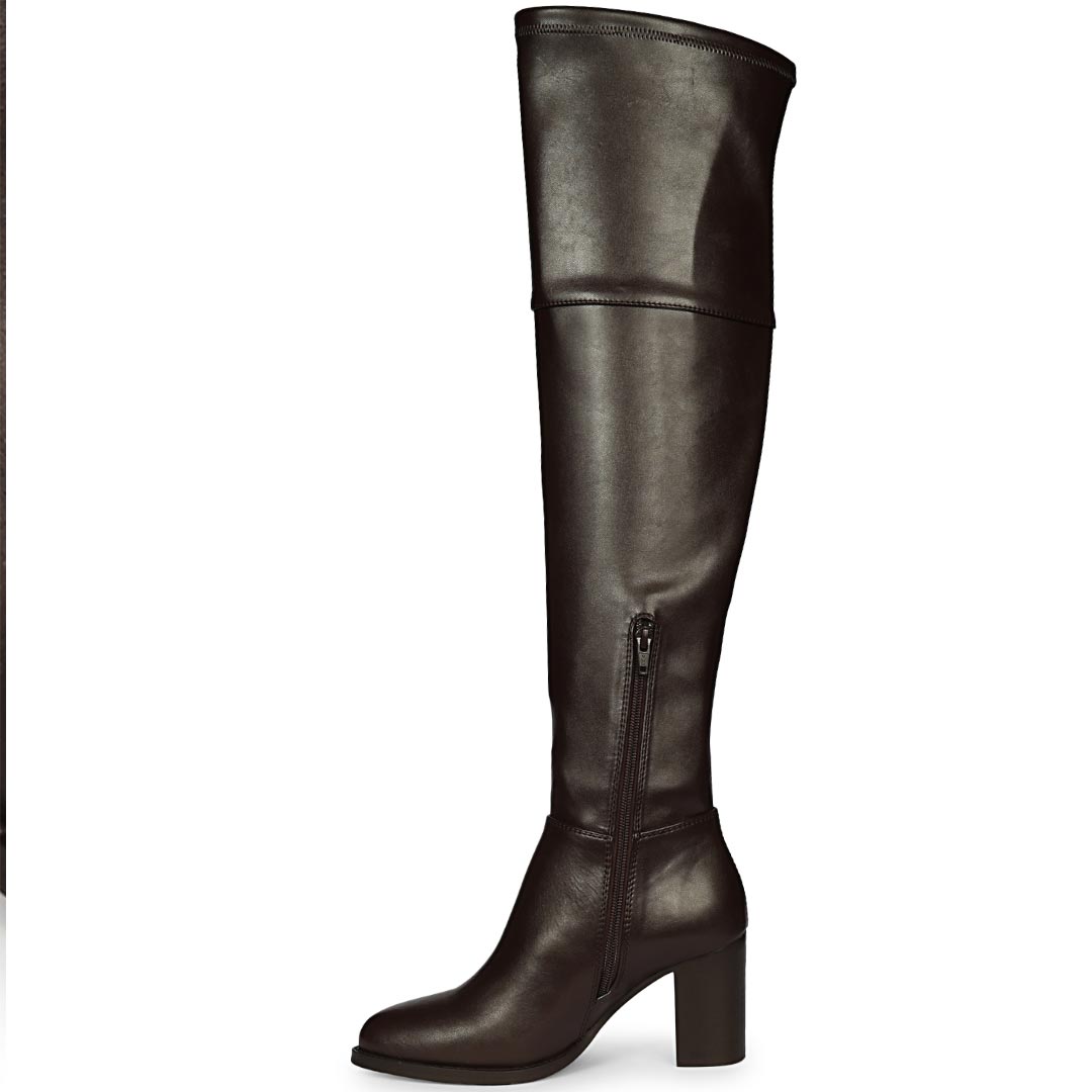 Saint Belinda Brown Stretch Napa Thigh High Boots
