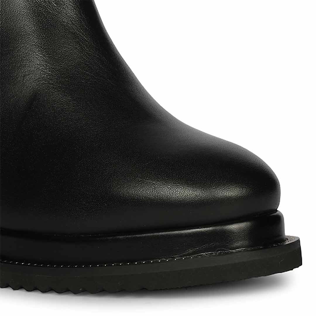 Saint Meliora Metal Studs Black Leather Wedge Heel Boots