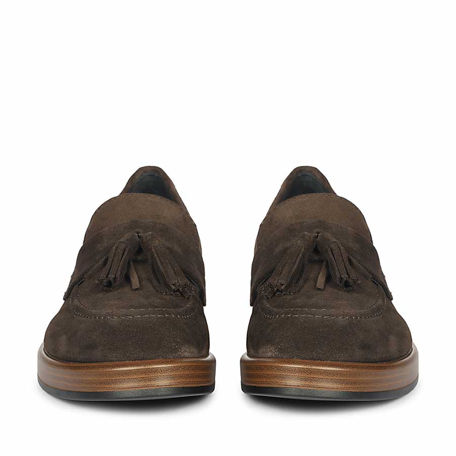 Saint Simone Brown Leather Tassel Moccasins