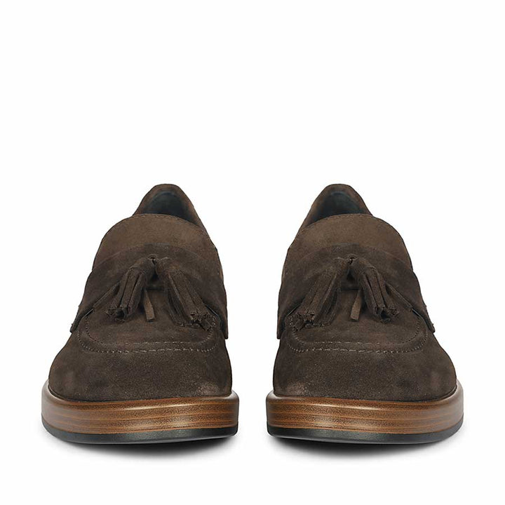 Saint Simone Brown Leather Tassel Moccasins