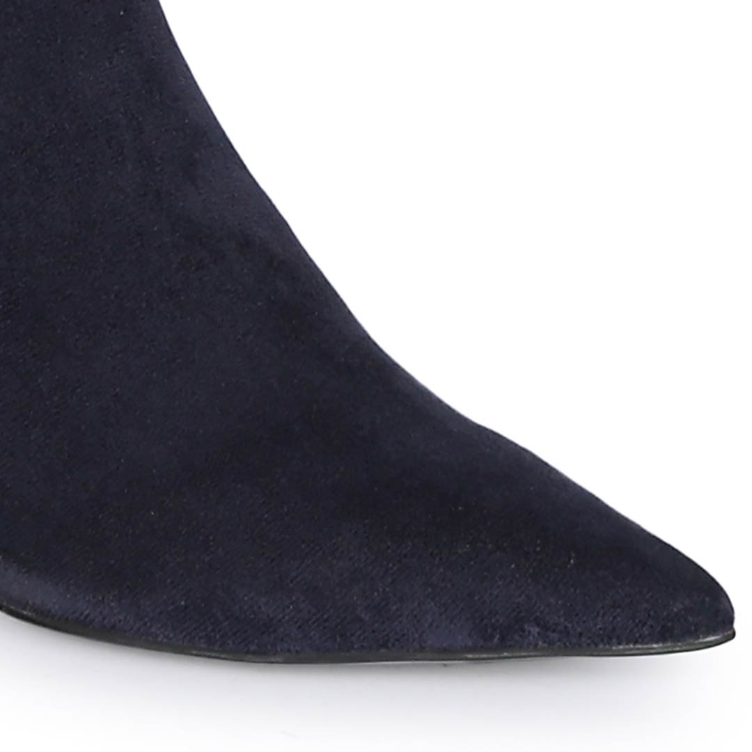 Saint Elodie Navy Stretch Suede Thigh High Boots