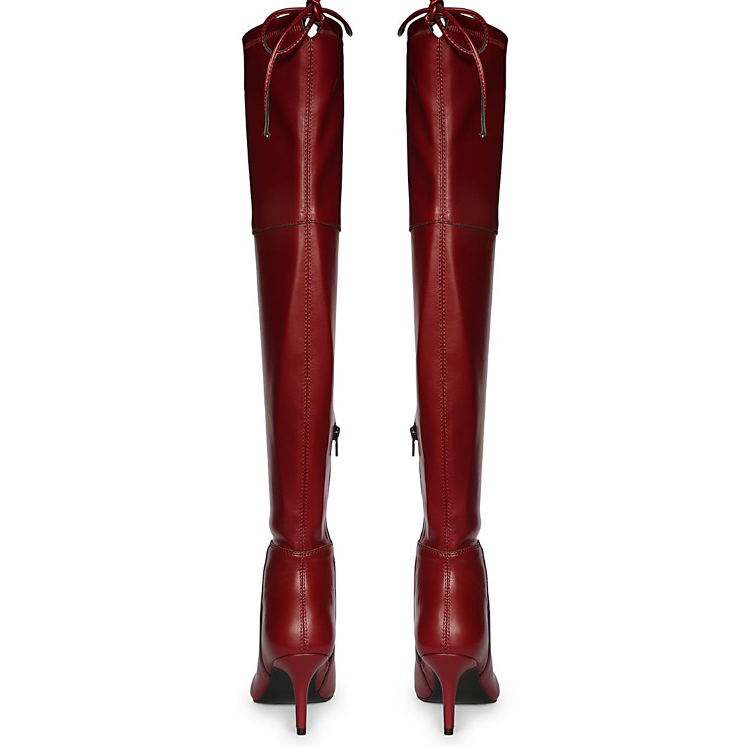Saint Elodie Maroon Stretch Napa Thigh High Boots