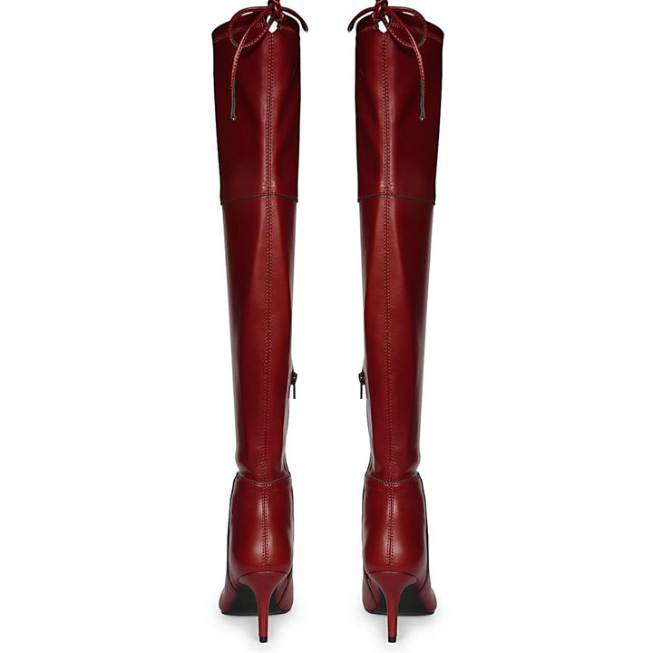 Saint Elodie Maroon Stretch Napa Thigh High Boots