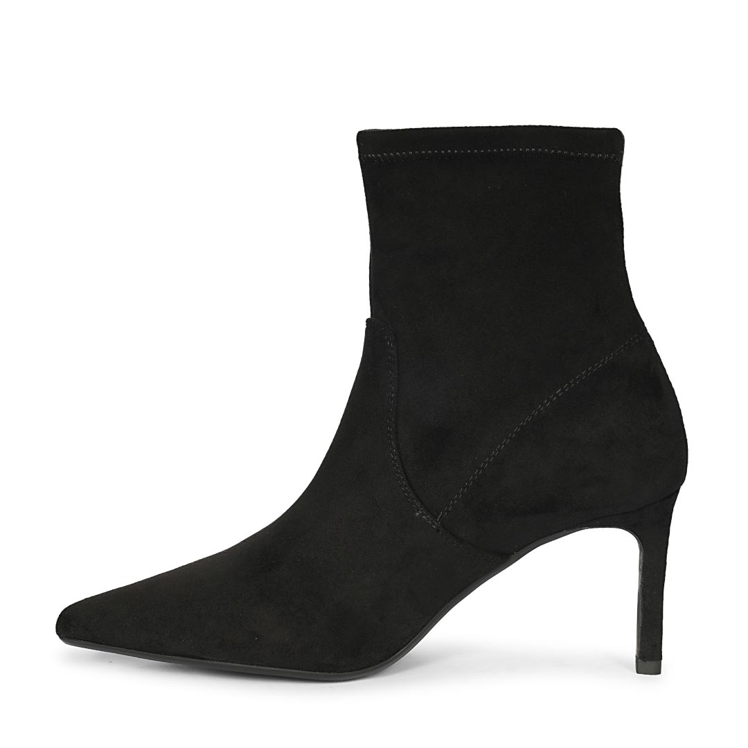 Saint Jemima Black Stretch Suede Kitten Heel Ankle Boots