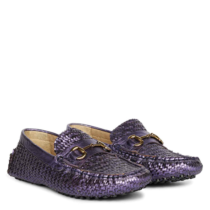 Saint Lucy Purple Woven Leather Loafers
