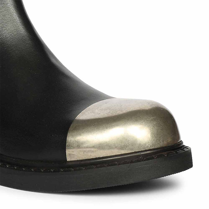 Saint Triana Cap Toe Black Leather Chelsea Boots