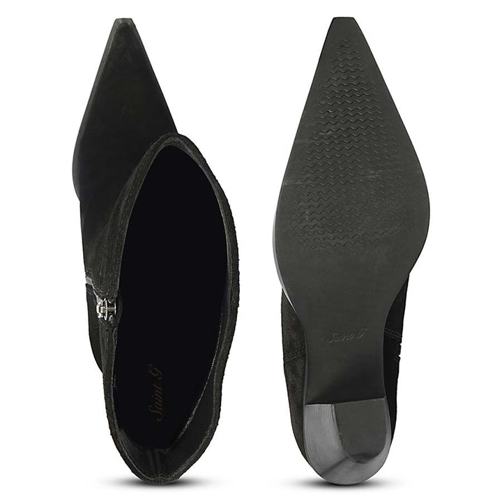 Saint Prune Black Suede High shaft Cowboy Boots