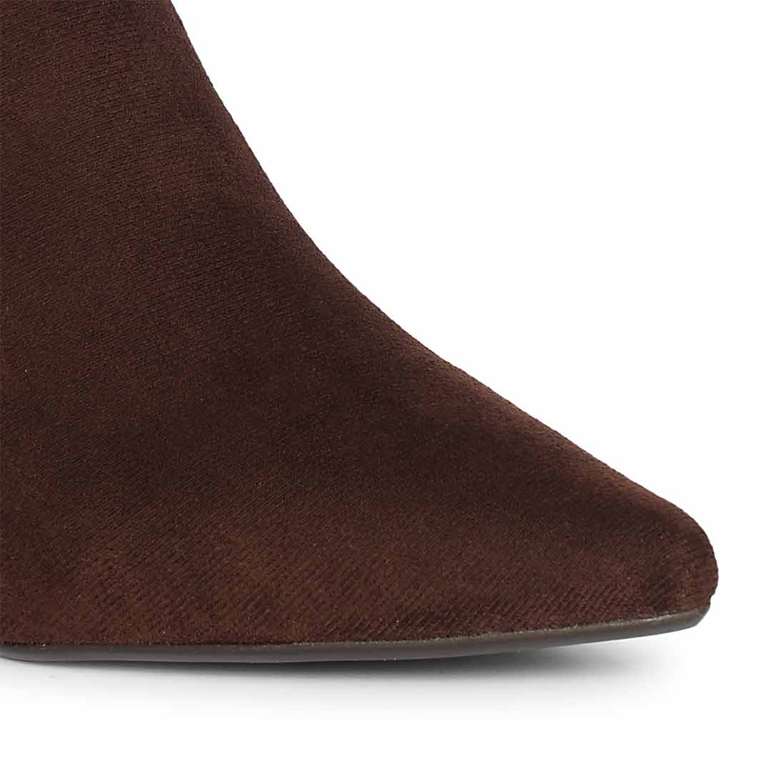 Saint Jemima Brown Stretch Suede Kitten Heel Ankle Boots