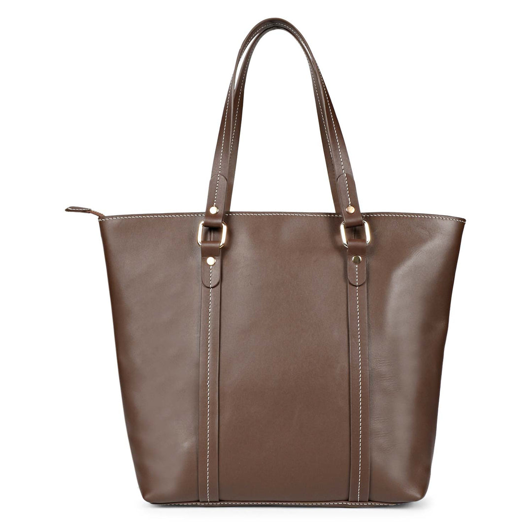 Favore Brown Textured Leather Oversized Shopper Shoulder Bag
