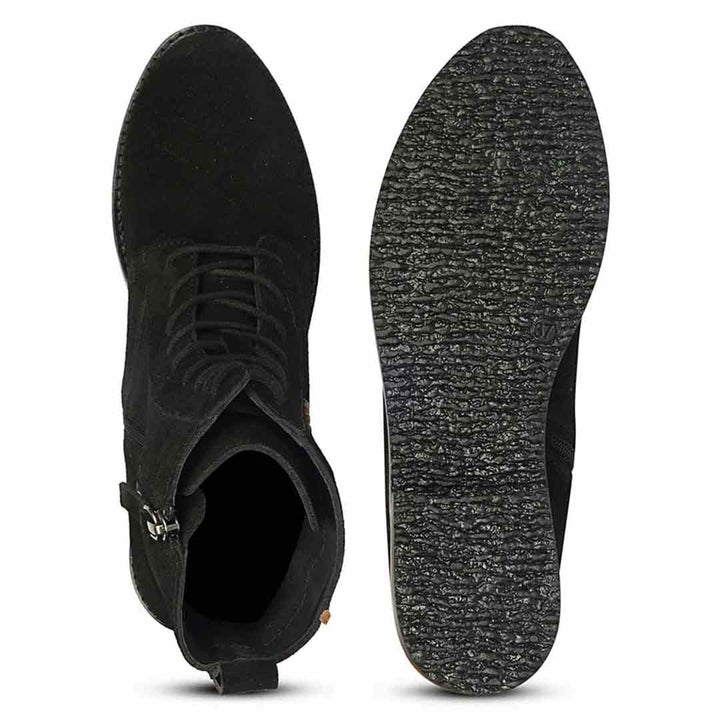 Siena Black Suede Leather Ankle Boots