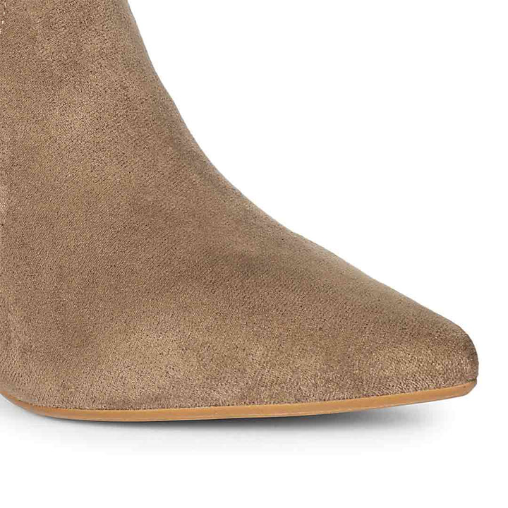 Saint Jemima Taupe Stretch Suede Stilettos Ankle Boots