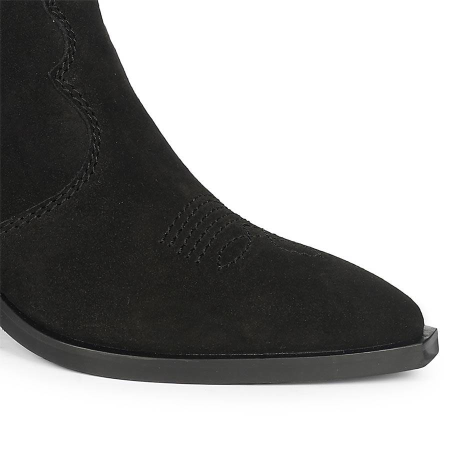 Saint Manon Black Suede Leather Fringe Ankle Boots