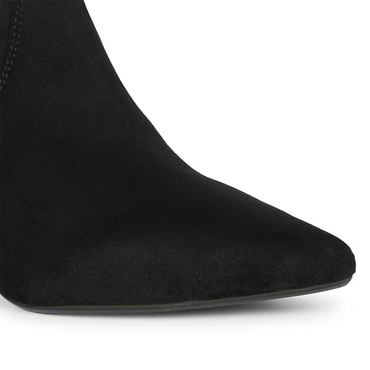 Saint Jemima Black Stretch Suede Kitten Heel Ankle Boots