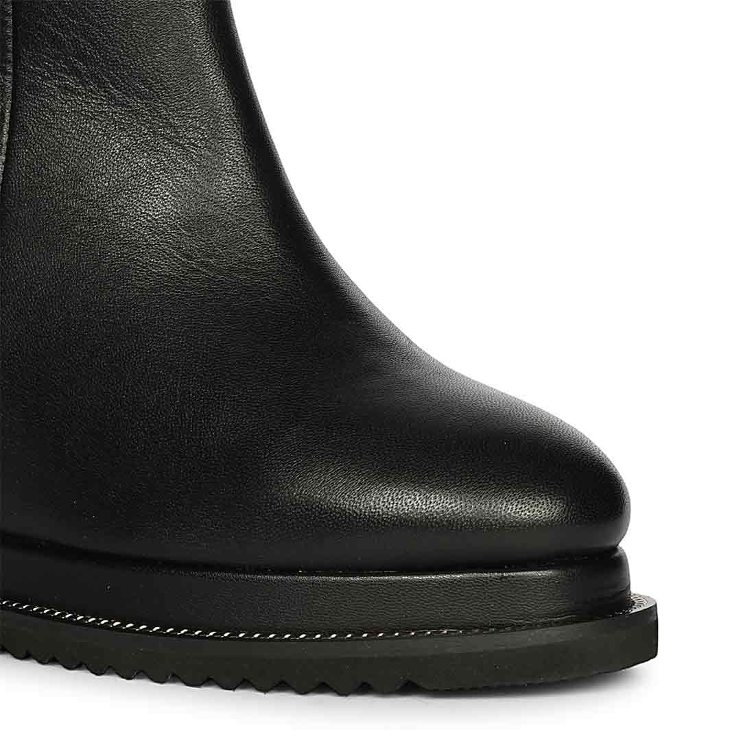 Saint Layana Black Leather Inner Wedge Heel Ankle Boots