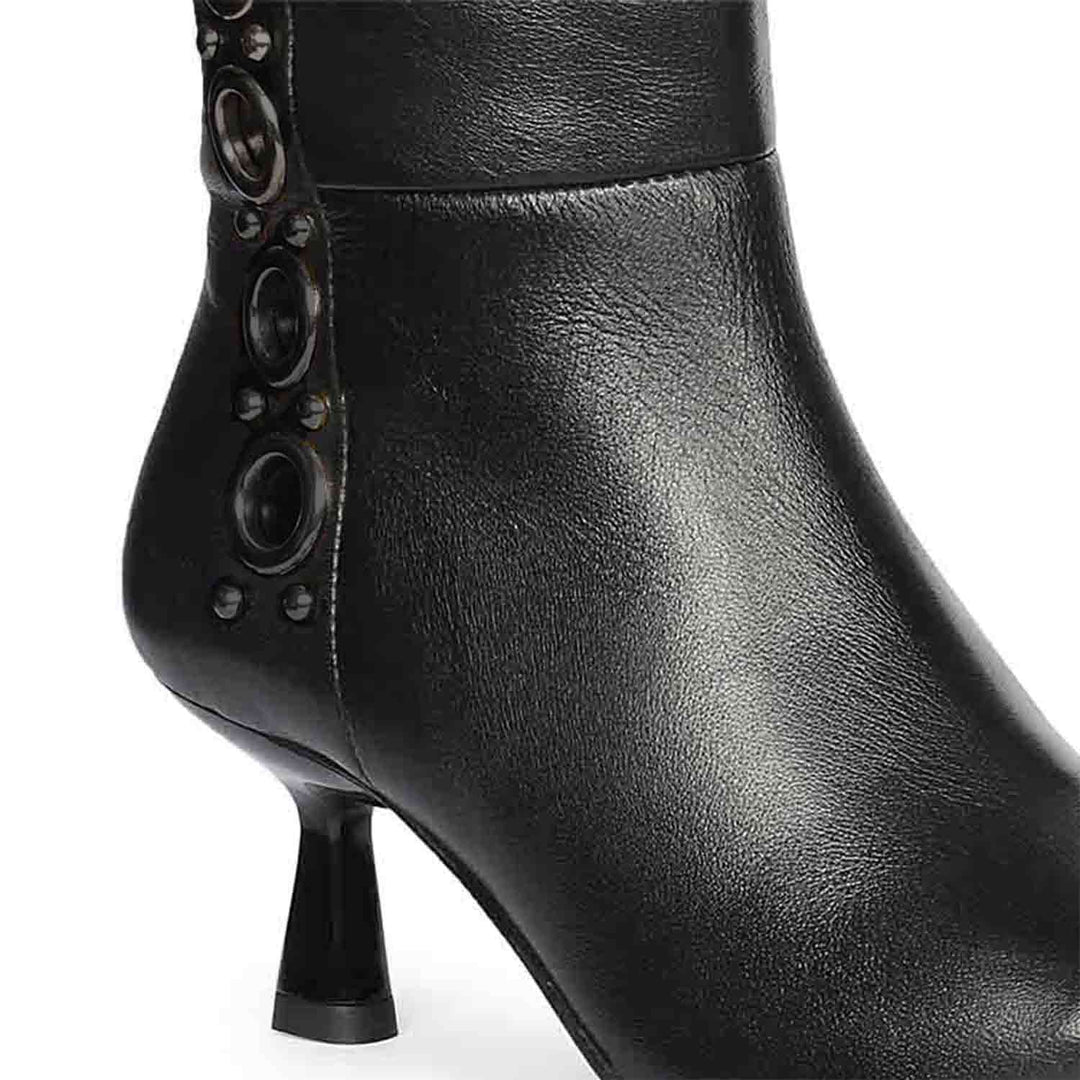Saint Sadie Black Metal Muse Black Leather Tall Boots