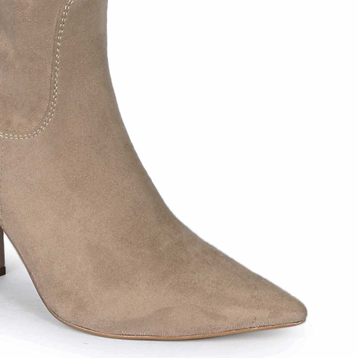 Saint Amara Taupe Stretch Suede Thigh High Boots