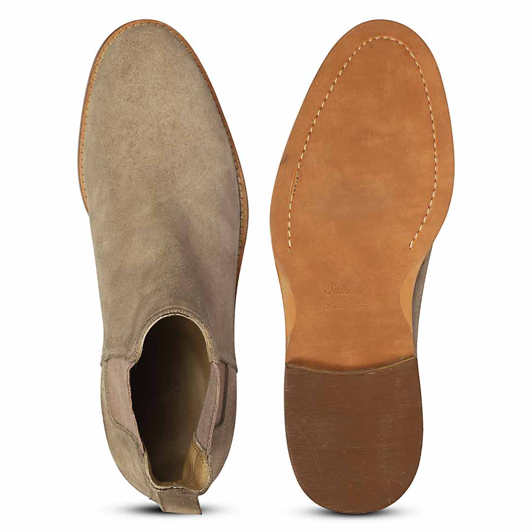 Saint Grimoald Beige Suede Chelsea boots