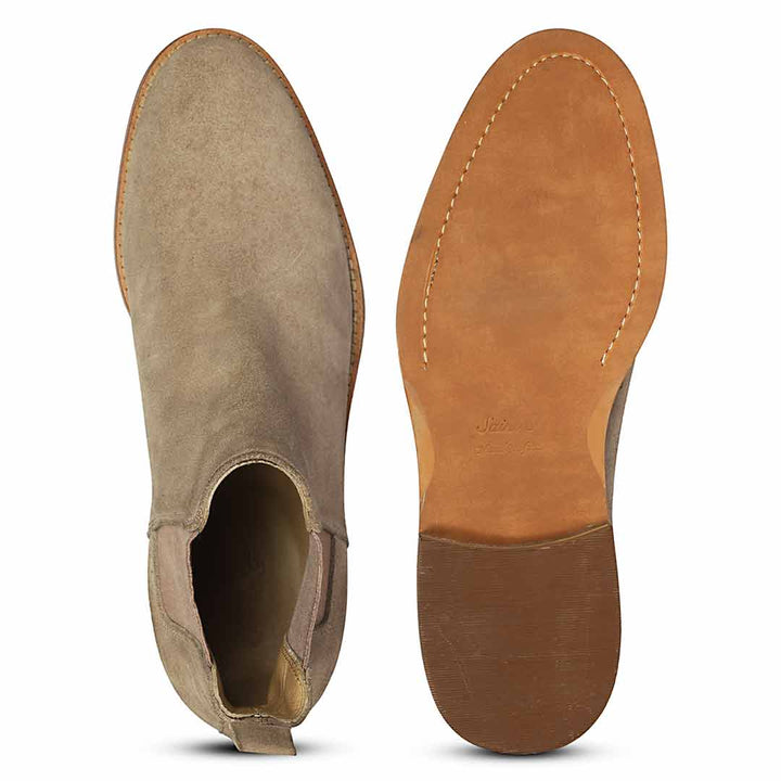 Saint Grimoald Beige Suede Chelsea boots