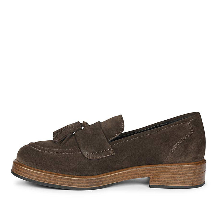 Saint Simone Brown Leather Tassel Moccasins