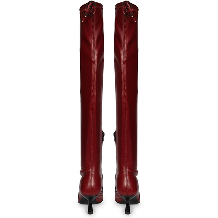 Saint Primrose Maroon Stretch Napa Above The Knee Boots