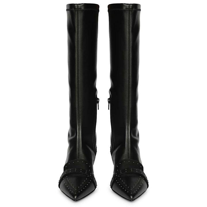 Saint Meribel Studded Black Stretch Napa Long Boots