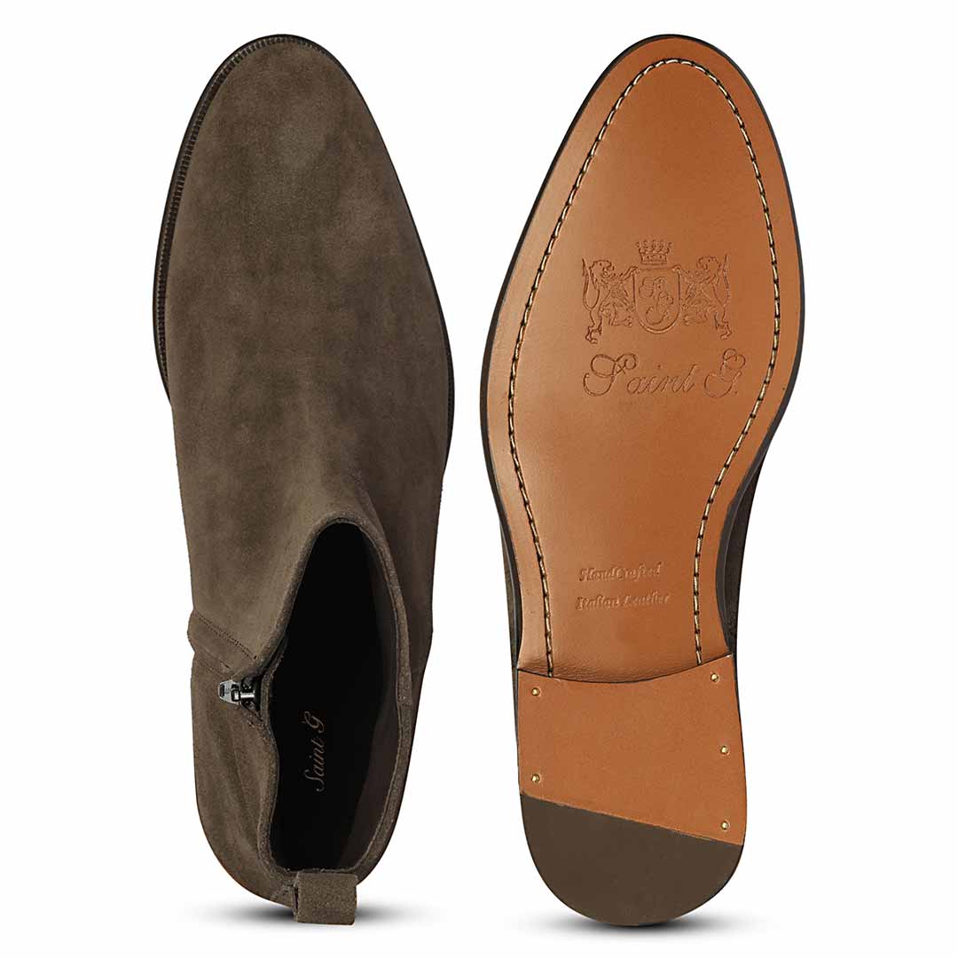 Saint Alfie Brown Suede Leather Handcrafted  Boots