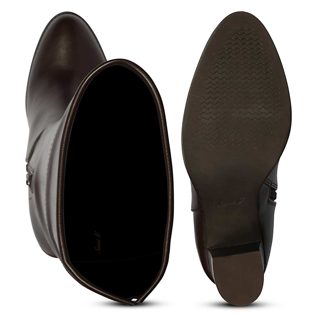 Saint Belinda Brown Stretch Napa Thigh High Boots