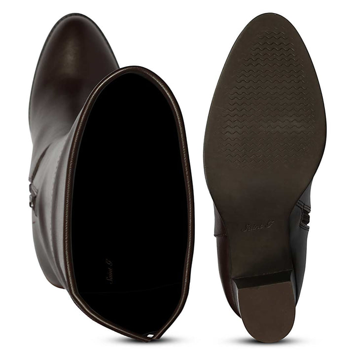 Saint Belinda Brown Stretch Napa Thigh High Boots