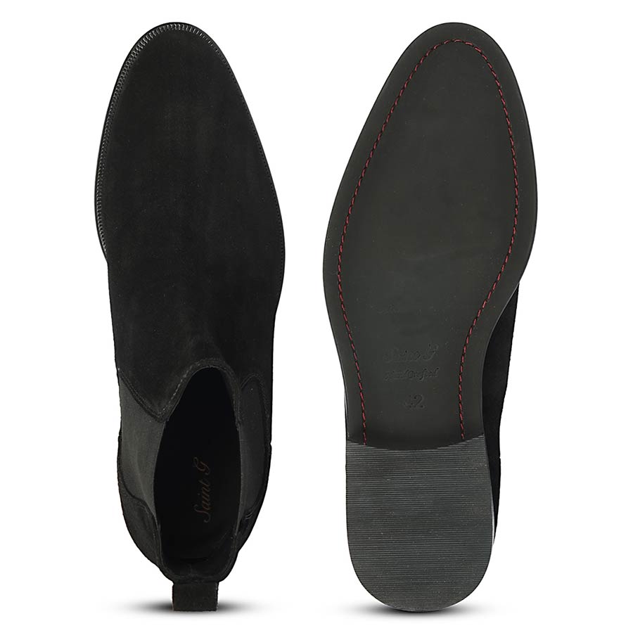 Saint Dylan Black Suede Leather Chelsea Boots