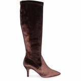 Saint Jemima Bordo Stretch Velvet Knee High Stiletto Boots