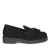 Saint Simone Black Leather Tassel Moccasins