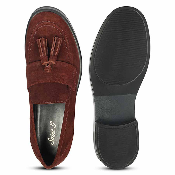 Saint Simone Bordo Leather Tassel Moccasins