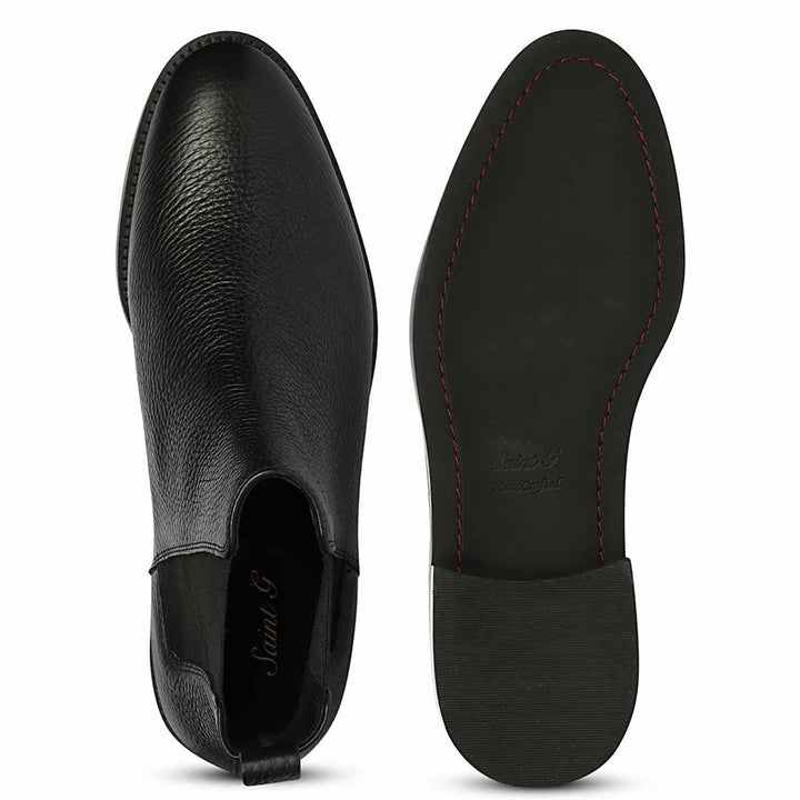 Saint Andrés Black Leather Chelsea Boots